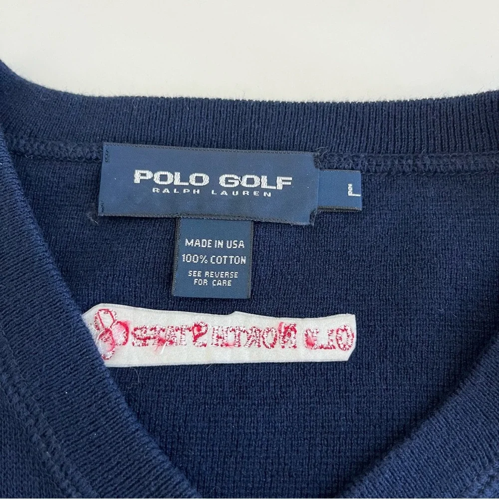 Polo Ralph Lauren Golf Men’s Navy Vest‎ Large VTG made in USA cotton